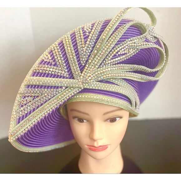 Vintage George Zamau’l Couture Hat Elegant Purple and Gold Women\'s Hat main image 5